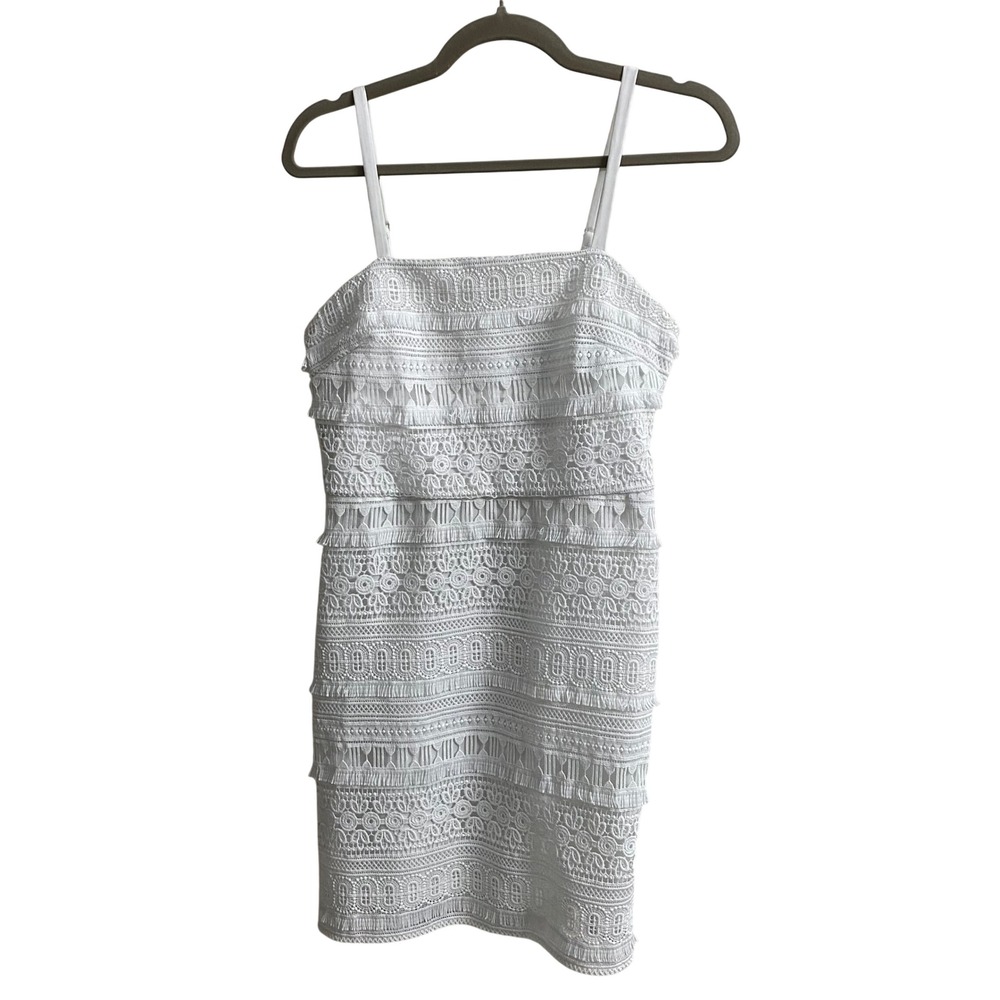 Sam Edelman White Crochet Lace Tiered Mini Dress Size 4 52S963 Boho Bridal